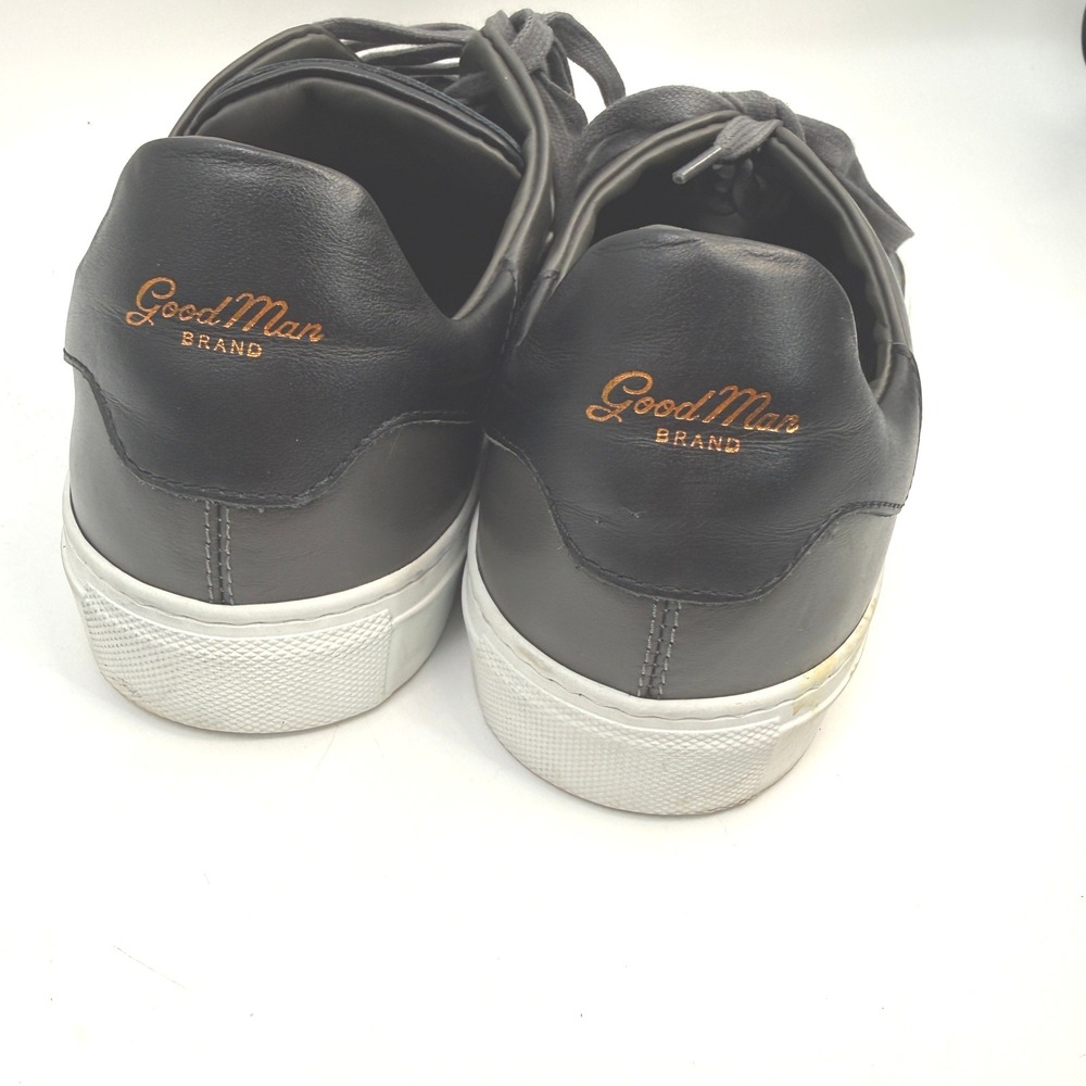 Good Man Brand Mens 9.5 Dark Gray Leather Lace Up Sneakers Minimalist Streetwear - Picture 4 of 8